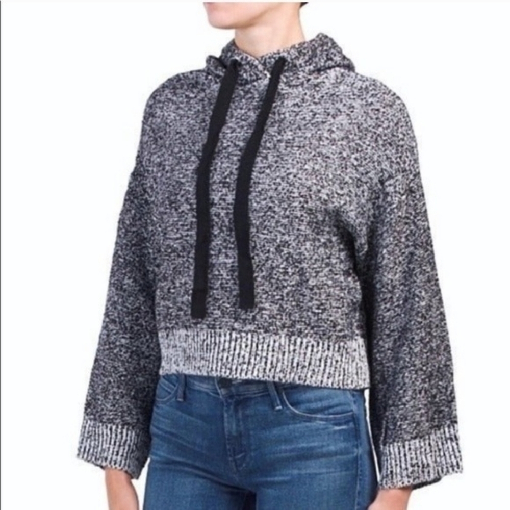 Anthropologie Ruby Moon Women's cropped hooded sweater XS Gray